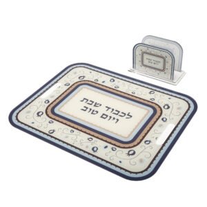 סט מגש + מפיון אקריליק לכבוד שבת צבעוני גוון כחול