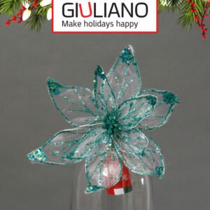 קישוט סיכה פרח קטיפה Goliano כחול טורקיז 144P 20cm