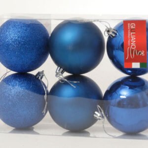 סט 6 כדורי פלסטיק Giuliano  כחול 36P 8cm