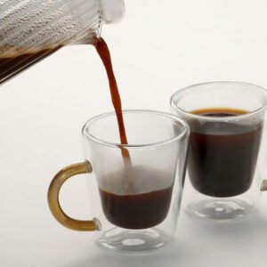 זוג כוסות אספרסו 80ml זכוכית כפולה ידית זהב Dreamchef בגודל 80ml בצבע זהב