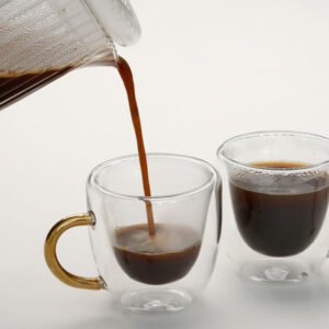 זוג כוסות אספרסו 80ml זכוכית כפולה ידית זהב Dreamchef בגודל 80ml בצבע זהב