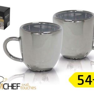 זוג כוסות אספרסו DreamChef זכוכית כהה שכבה כפולה בגודל 80ml בצבע כהה+כפולה 72P