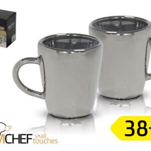 זוג כוסות אספרסו DreamChef זכוכית כהה שכבה כפולה בגודל 80ml בצבע כהה+כפולה 48P