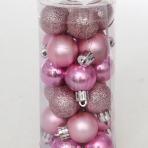 מארז צינור 24 כדורי פלסטיק 3 ס"מ Giuliano ורוד 3cm