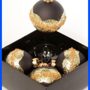 מארז 4 כדורי זכוכית 8 ס"מ Giuliano שחור 8cm