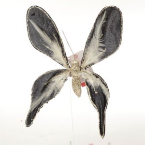 פרפר לקישוט קטיפה Giuliano שחור זהב 30cm