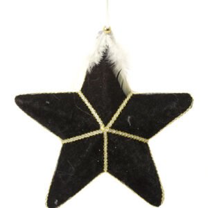 כוכב קישוט קטיפה לתליה Giuliano שחור זהב 22cm