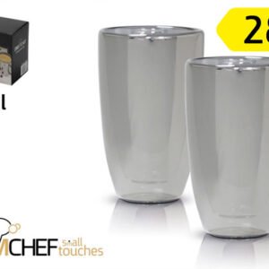זוג כוסות DreamChef זכוכית כהה שכבה כפולה בגודל 300ml בצבע כהה+כפולה 36P