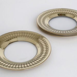 סט 6 צלחות 26cm מנה עיקרית RoyGold זכוכית בגודל 26cm בצבע זהב