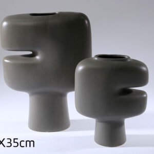וואזה קרמיקה בגודל 27X9X35 בצבע אפור מט
