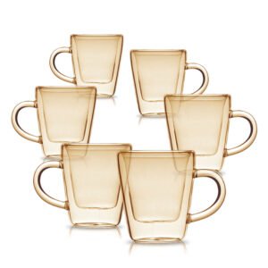 סט 6 ספלי אספרסו 80ml דאבל גלאס Light Amber מבית DreamChef