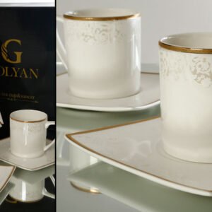 סט תה פורצלן פס זהב מט NEW BONE CHINA