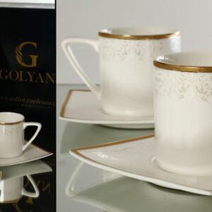 סט קפה פורצלן פס זהב מט NEW BONE CHINA