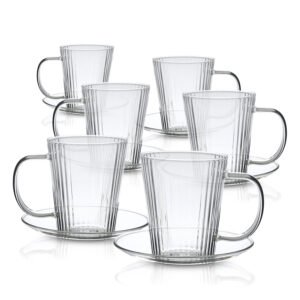 סט 6 ספלי קפוצ'ינו 280ml + תחתיות זכוכית מבית DreamChef