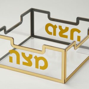 קופסת מצות אקריליק שוכבת פס מתכת זהב