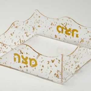מגש מצות אקריליק שוכב קונפטי והדפס זהב