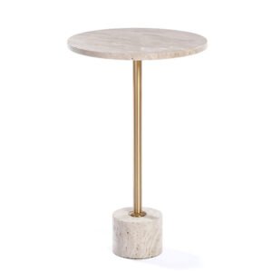 שולחן צד MarbleIvory בשילוב מתכת זהב
