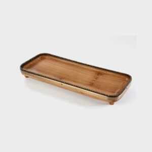 מגש עץ מלבן BRASS + WOOD