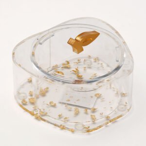 כלי אקריליק לדבש GoldParticles בצורת תפוח עלה זהב