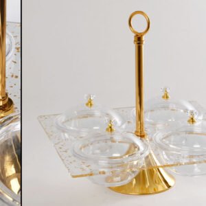 קברט GoldParticles אקריליק 4 קעריות עם מכסה עגולות