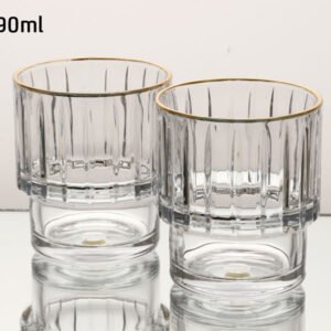 סט 6 כוסות וויסקי 390 מ"ל CRYSTALIN פס זהב