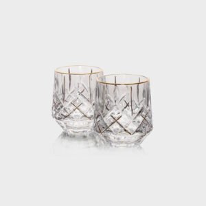 סט 6 כוסות וויסקי 350 מ"ל CRYSTALIN פס זהב