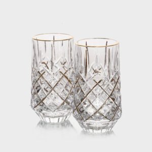 סט 6 כוסות שתייה 410 מ"ל CRYSTALIN פס זהב