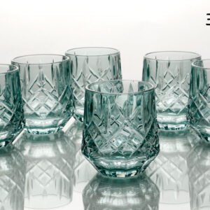 סט 6 כוסות וויסקי 350 מ"ל CRYSTALINE ירוק פס זהב