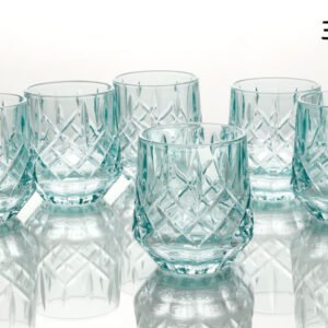 סט 6 כוסות וויסקי 350 מ"ל CRYSTALINE טורקיז פס זהב