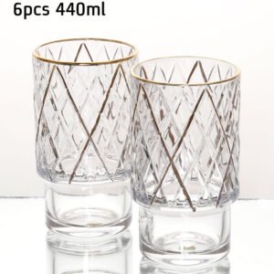 סט 6 כוסות שתייה 440 מ"ל CRYSTALIN פס זהב