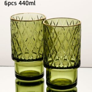 סט 6 כוסות שתייה 440 מ"ל GREEN GOLD CRYSTALINE