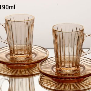 סט 6 כוסות תה + תחתיות 190 מ"ל ROSE GOLD CRYSTALINE