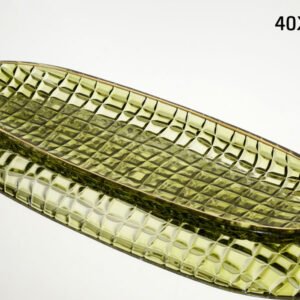 צלחת אינגליש קייק 40X14X3 ס"מ GREEN GOLD CRYSTALINE