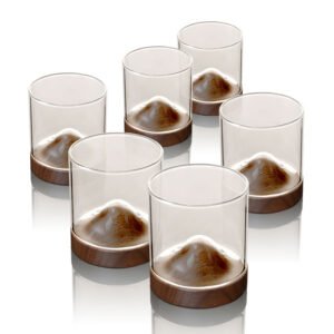 סט 6 כוסות 180ml זכוכית לשתייה חמה + תחתיות עץ מבית DreamChef