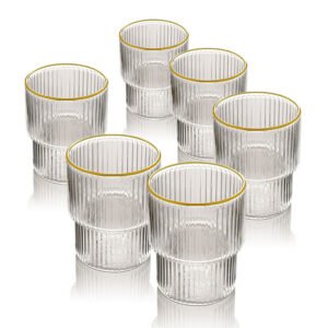 סט 6 כוסות 320ml זכוכית פס זהב לשתייה חמה מבית DreamChef