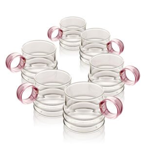 סט 6 מאגים 260ml זכוכית ידית Pink לשתייה חמה מבית DreamChef