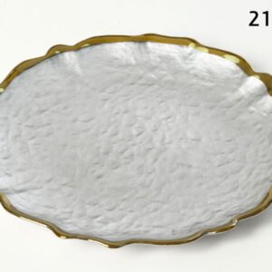 צלחת מנה ראשונה 21 ס"מ כסוף פס זהב