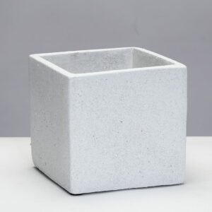 בית עציץ קוביה TROPHY WHITE