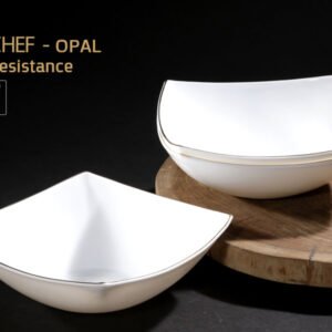 קערה OPAL מרובעת פס זהב 24*24*8 ס"מ בגודל 24*24*8 ס"מ בצבע לבן