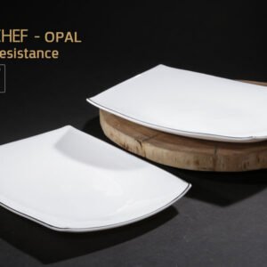 צלחת הגשה OPAL מרובעת פס כסף 35*25 ס"מ